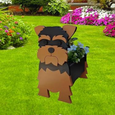 Imagem de strolfay Plantador de cachorro Yorkshire, vaso de flores de cachorro fofo, presentes para amantes de animais de estimação, vasos exclusivos de plantas de animais, escritório, decoração de jardim