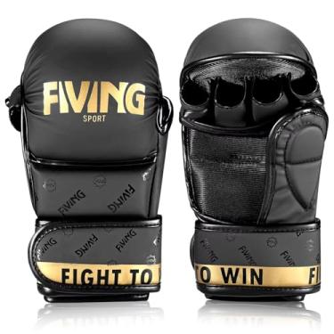 Imagem de Luvas de MMA com Palma Aberta, Preto e Dourado, Luvas de Boxe para Artes Marciais, Sparring e Grappling, Muay Thai, Kickboxing, Taekwondo, para Homens e Mulheres (L)