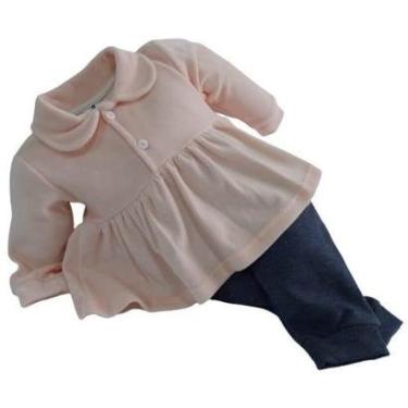 Imagem de Conjunto Longo Luxo Blusa Calça Bebê Menina Inverno Ref 7291 - Salmão - M  ( 3 - 6 MESES )-Feminino