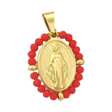 Imagem de Colar Com Pingente De Nossa Senhora Arco-Íris Dourado Para Mulheres, G