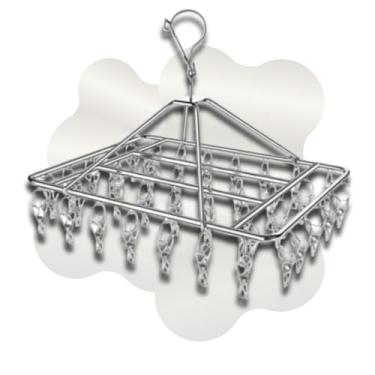 Imagem de Varal Suspenso Redondo em Aço Inoxidável com 20 Prendedores, Design Circular Compacto, Ideal para Secar Roupas Íntimas, Lingeries, Peças Pequenas e Roupas de Bebê – Qualidade Premium LNSTORE