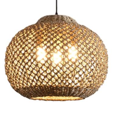 Imagem de ZSLONGYING 1 Pacote De Luminária Pendente De Vime De 16,94", Boêmia, Feita À Mão, De Bambu E Vime, Com 3 Luzes, Pendente De Fazenda Para Cozinha, Ilha, Quarto E Sala De Estar