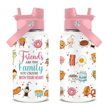 Imagem de Garrafa de água Friendship Insualated com dois bicos e uma alça para homens e mulheres, à prova de vazamento, livre de BPA, copo isolado de aço inoxidável de 680 g para atividades ao ar livre