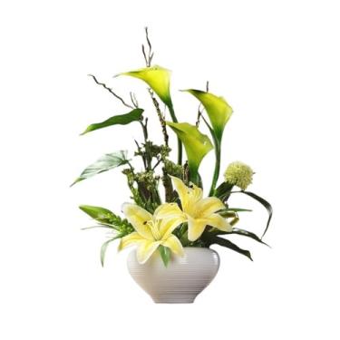 Imagem de Arranjo de flores artificiais para sala de estar, decoração floral, decoração de mesa, plantas artificiais de interior, flores falsas