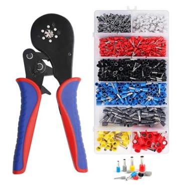 Imagem de 1200 peças de terminais de ferramentas de crimpagem de catraca 16-6 alicate de crimpagem de fio de mandíbula hexagonal, AWG 28-5 terminais de virola