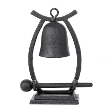 Imagem de Sungmor Sino de jantar de ferro fundido com golpeador - Sino de serviço de mesa vintage para casa, escritório, restaurante ou bar - Ornamento decorativo rústico de casa de fazenda com som de toque