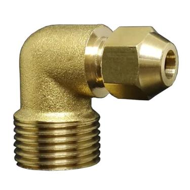 Imagem de Cotovelo 90 graus 1/20.3 cm 1/10.2 cm 3/20.3 cm 1/5.1 cm BSP macho x 6 8 10 12 mm Flare Tube OD Union Brass Pipe Fitting Connector Acoplador Água Combustível (Mix)