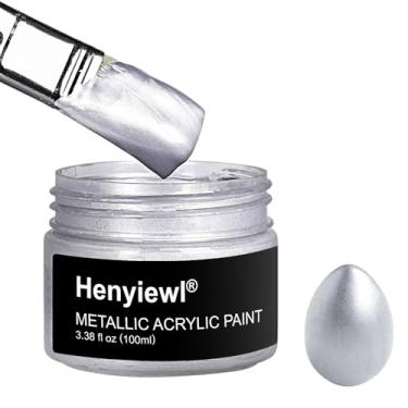Imagem de Tinta acrílica prata metálica, tinta prateada de 100 ml para pintura artística, artesanato, tela, madeira, tecido, cerâmica, não tóxica, pedra não desbota, ideal para crianças, artistas e iniciantes