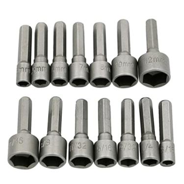 Imagem de RNXRZANK Adaptador de Soquete Forte de 5 a 13 Mm com 9/14 Peças E Rosca de 1/4", 14pcs, Tamanho real