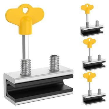 Imagem de Conjunto de 4 cadeados de janela de segurança deslizante com chave para janelas deslizantes verticais e portas para pátio, quarto, casa e escritório. (Amarelo)