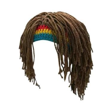 Imagem de Gorro De Crochê Rasta Masculino Feito À Mão, Chapéu De Inverno Quente 