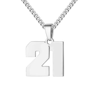 Imagem de Colar com Número Individual em Aço Inoxidável, Corrente de 22 Polegadas, Pingente Numérico Minimalista Unissex, Acessório Versátil para Uso Diário ou Presente