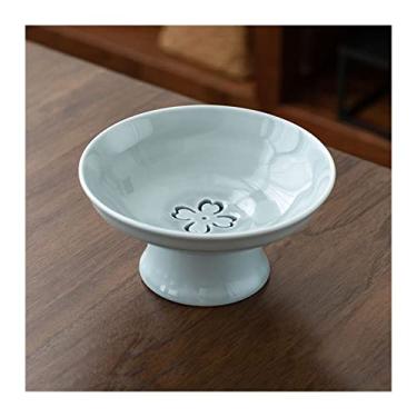 Imagem de Tigela de frutas drenável prato de frutas doméstico tigela de sobremesa de cerâmica com pés altos bacia de frutas estilo retrô bandeja de lanche de sobremesa prato de frutas