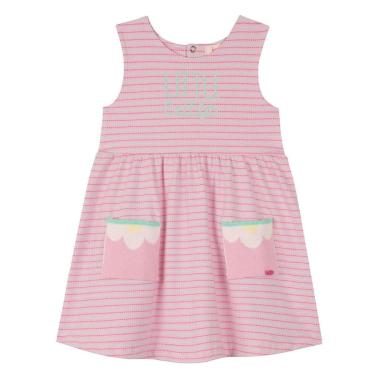 Imagem de Vestido Infantil em Cotton Listrado com Bolsos Kukiê Rosa-Feminino