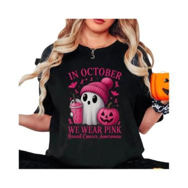 Imagem de Camiseta Feminina Rosa Com Estampa De Assassinos De Filmes De Terror, 