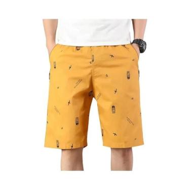 Imagem de Bermuda Casual Leve De Verão Para Homens, Estilo Baggy Com Estampa, Sh