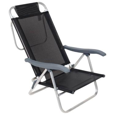 Imagem de Cadeira De Praia Reclinável Sunny Mormaii Preta 120kg