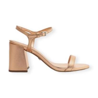 Imagem de Sandalia Salto Medio Bloco Metalizada Arezzo Feminino Rosa-Feminino