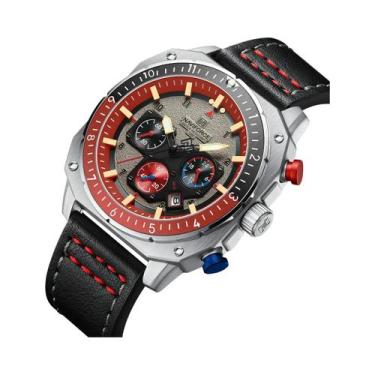 Imagem de Relógio Esportivo Masculino De Luxo À Prova d'Água Em Couro Com Quartz