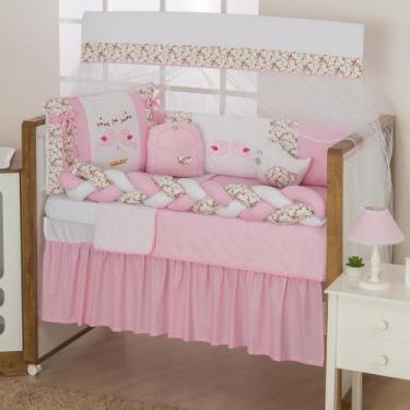 Imagem de Kit Berço 11 Peças Estampado Arco Íris e Passarinho Rosa - Beatriz Bab