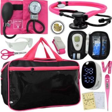 Imagem de Kit Bolsa Enfermagem Medidor Oxímetro Esteto Aparelho De Pressão - PA 