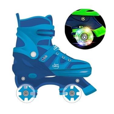 Imagem de Patins Infantil 4 Rodas com LED 31-34 - Azul - UNIK