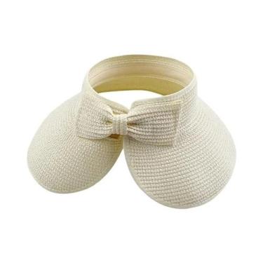 Imagem de Chapéu De Palha Feminino De Verão Com Aba Larga Dobrável E Laço, Prote