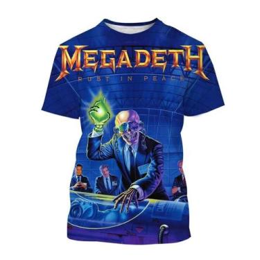 Imagem de Camiseta 3D Estampada Da Banda De Punk Rock Megadeth Para Homens E Mul