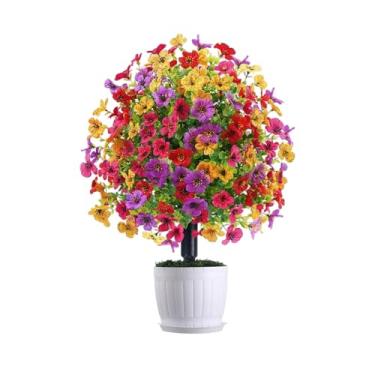 Imagem de Flores artificiais para atividades ao ar livre - buquês de flores artificiais violeta | Plantas falsas realistas resistentes a UV com estacas, buquê floral para plantar, jardim, decoração de casa