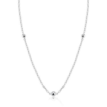 Imagem de Colar Choker Bolas 3mm 4mm Prata 925