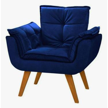 Imagem de Poltrona Decorativa Opala Suede Composê Azul Marinho