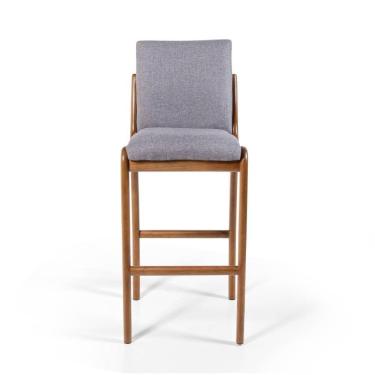 Imagem de Banqueta Com Encosto Em Madeira Maciça Garbo Cinza Escuroeb