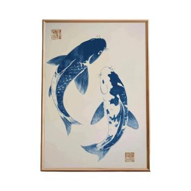 Imagem de Pôster De Arte Em Tela Estilo Asiático Com Tigre Japonês, Peixe Koi, S