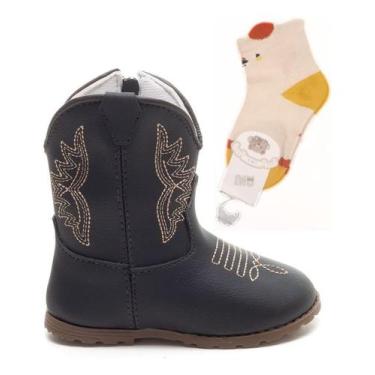 Imagem de Botinha Texana Infantil Bebê Sapatinho Country Macio + Meias - FARMFUN