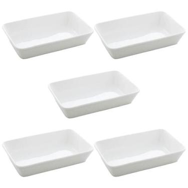 Imagem de Conjunto 5 Assadeiras Travessas de Porcelana Branca 26x17cm Restaurant