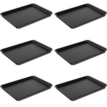 Imagem de Kit 6 Bandejas Plásticas para Servir Coza 32x23cm Preto Restaurante A4