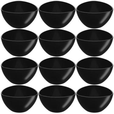 Imagem de 12 Bowls Preto de Plástico Triangular 250ml Pote de Petiscos Sobremesa
