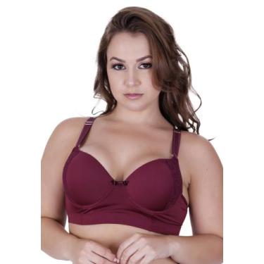 Imagem de Sutiã Plus Size Bojão Reforçado - C7 RENDÃO - BY TINA MODAS, Vinho, 50