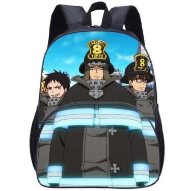 Imagem de Mochila escolar Fire Force Anime Schoolbag para crianças - yiweisai