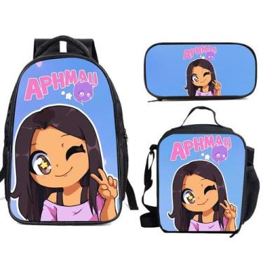 Imagem de Conjunto de mochilas Aphmaus Anime School, 3 peças com lancheira e bol