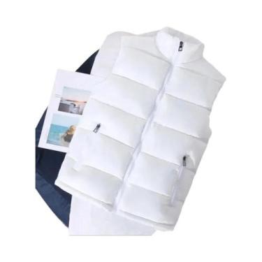 Imagem de Colete Masculino Slim Fit Sem Mangas Branco Com Gola Alta Casual Quent