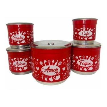 Imagem de Potes Porta Mantimentos Jogo De Lata Em Alumínio 5 Peças - Alumínios B