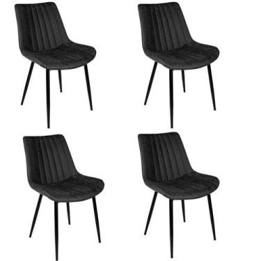 Imagem de Kit com 4 Cadeiras de Jantar em Aço com Encosto Tainá - Rivatti