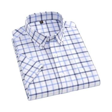 Imagem de Camisa Oxford Xadrez Masculina Oversized 11XL 10XL 9XL 100% Algodão Ca