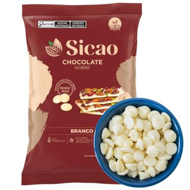 Imagem de Chocolate Nobre Em Gotas Branco 2,05 KG Sem Glúten Cobertura e Recheio Sicao