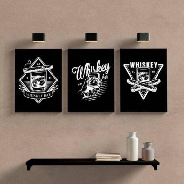 Imagem de Kit 3 Quadros Decorativos Whiskey