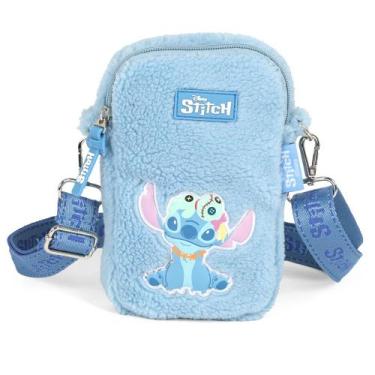 Imagem de Bolsa Bag Transversal de Pelúcia Stitch Disney Premium, Azul
