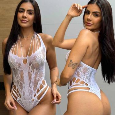 Imagem de Lingerie sexy Body Arrastão com Strass Sensual Transparente - Khaleesi