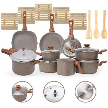 Imagem de Jogo de Panelas 17 Peças Premium Indução Revestimento Cerâmico - - Mim