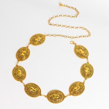 Imagem de Cinto Feminino Country Corrente De Metal Medalha Oval Cavalo - Swisz, 